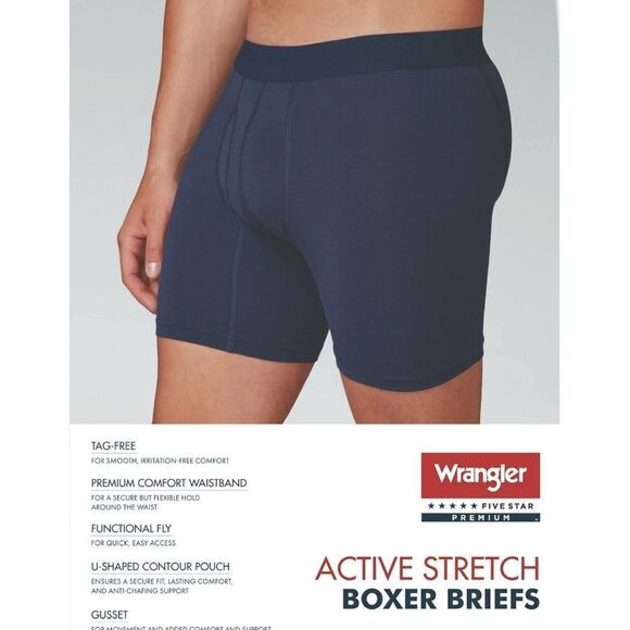 Men’s Wrangler Active Stretch Boxer Brief Underwear 6-Pack Size L - Picture 9 of 11